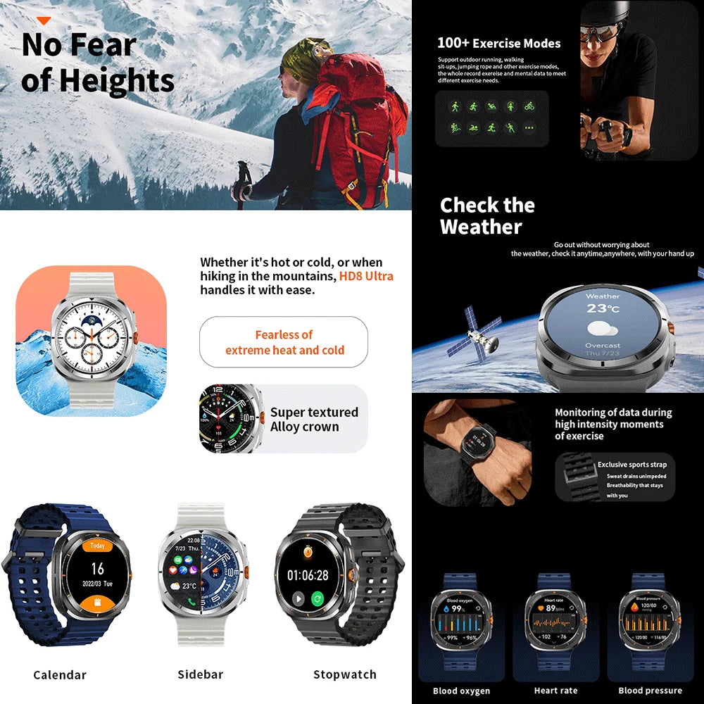 Smart Watch Ultra with GPS, Bluetooth Call & Health Tracking